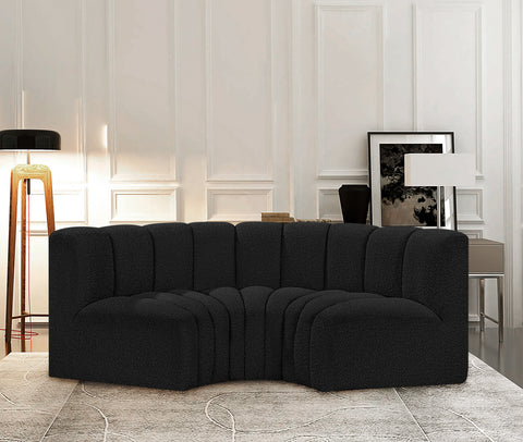 Briar Black 80 Boucle Fabric Upholstered Modular Sectional, 3-Piece