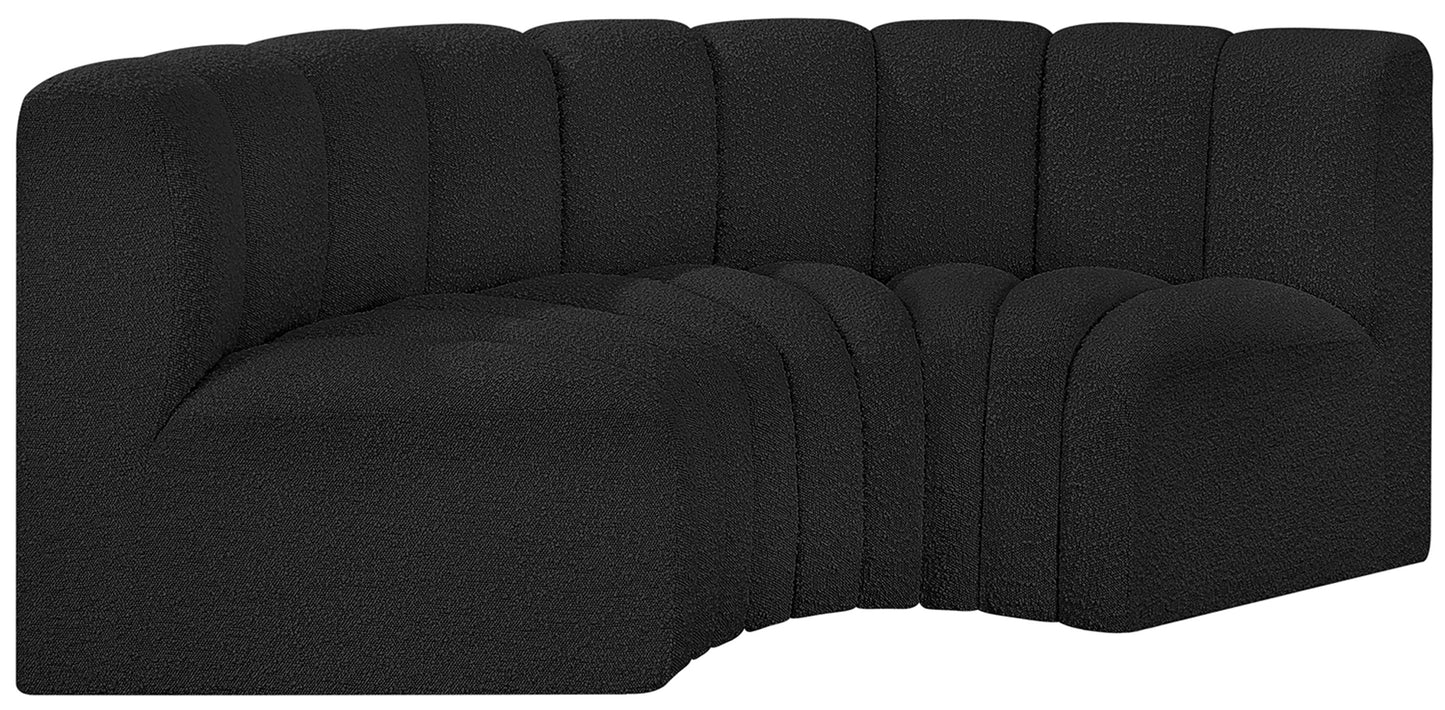 zara black boucle fabric modular sofa s3c