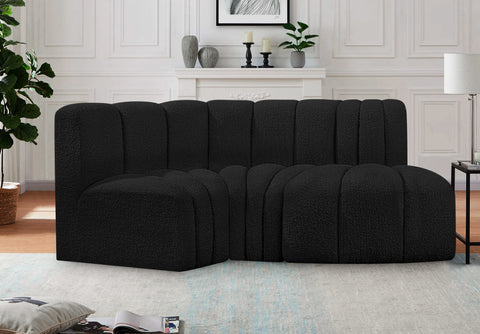 Briar Black 70 Boucle Fabric Upholstered Modular Sectional, 3-Piece
