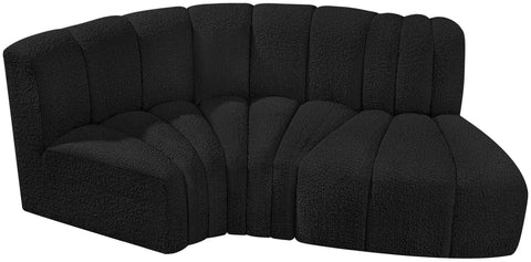 Briar Black 70 Boucle Fabric Upholstered Modular Sectional, 3-Piece