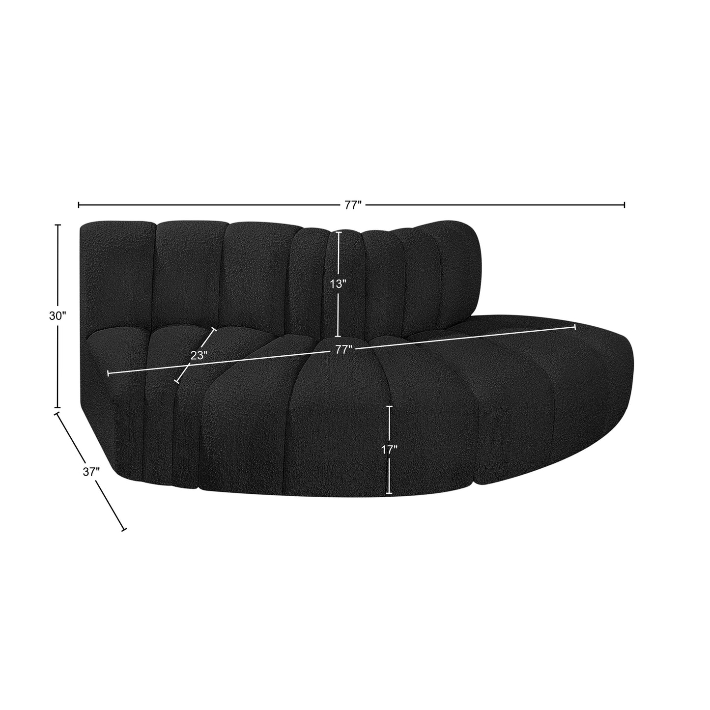 zara black boucle fabric modular sofa s3e