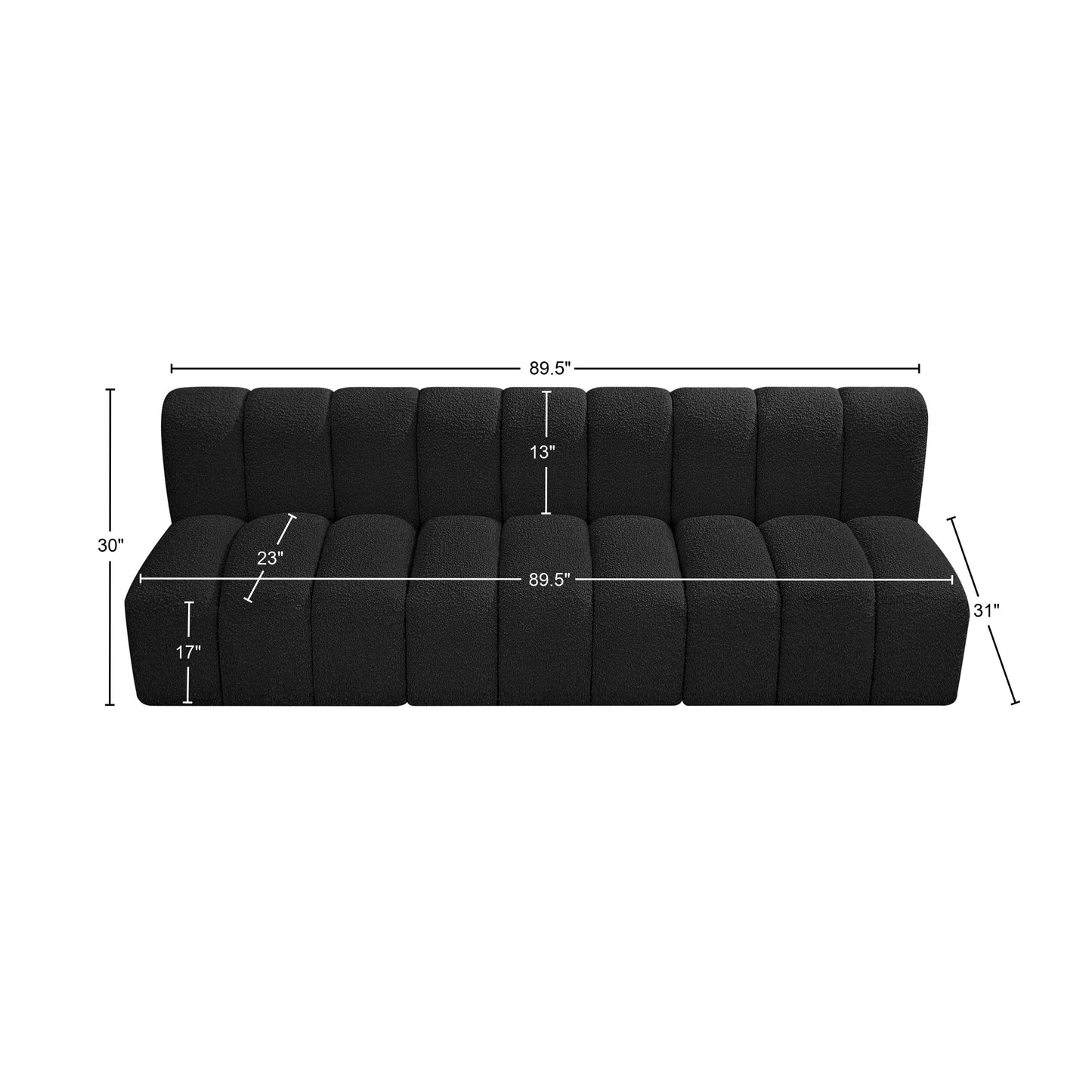 zara black boucle fabric modular sofa s3f