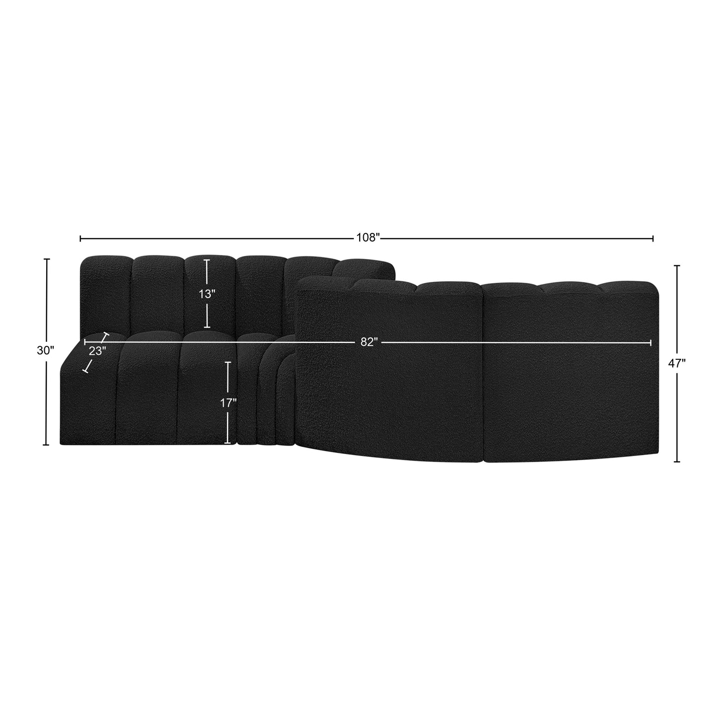 zara black boucle fabric modular sofa s4a