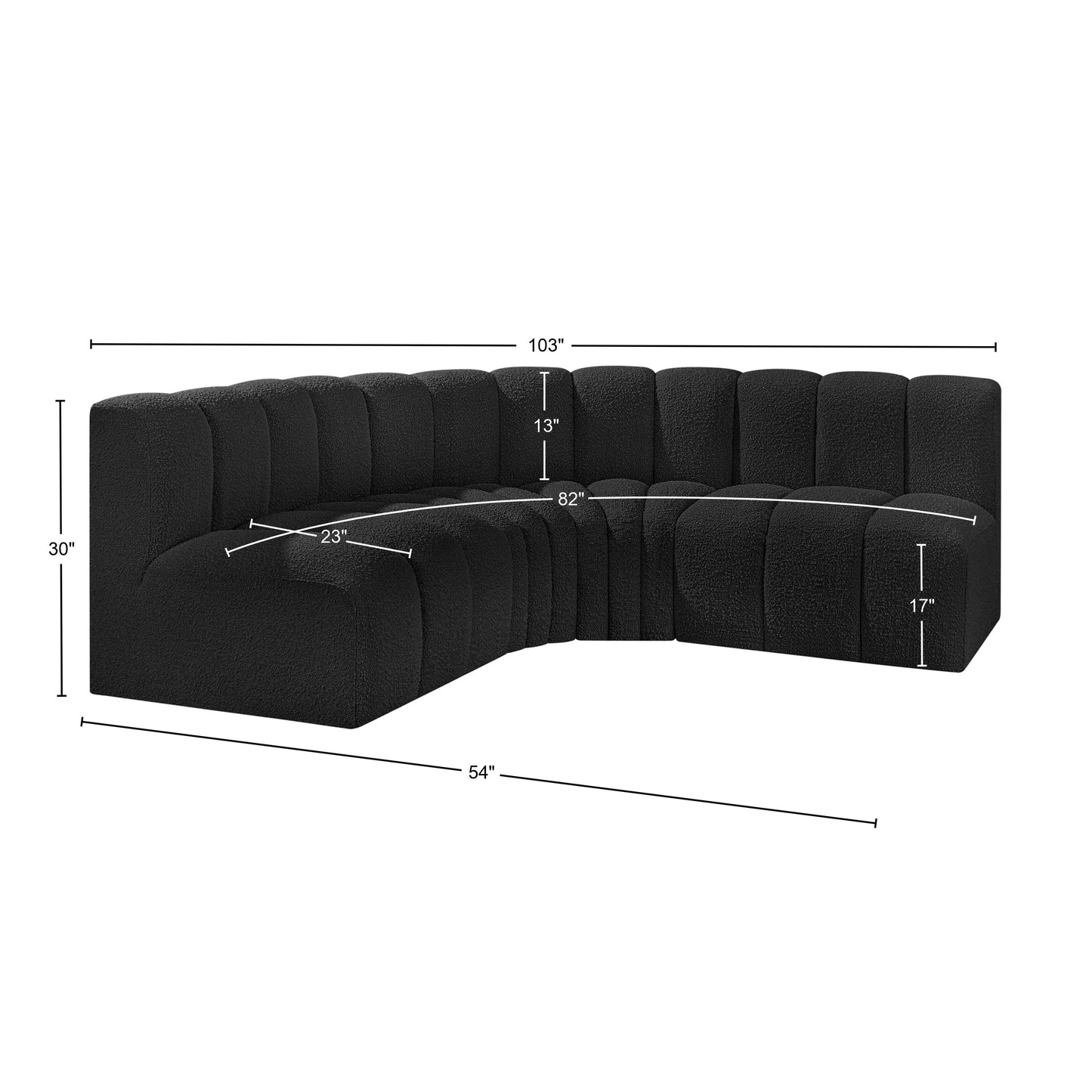 zara black boucle fabric modular sofa s4b