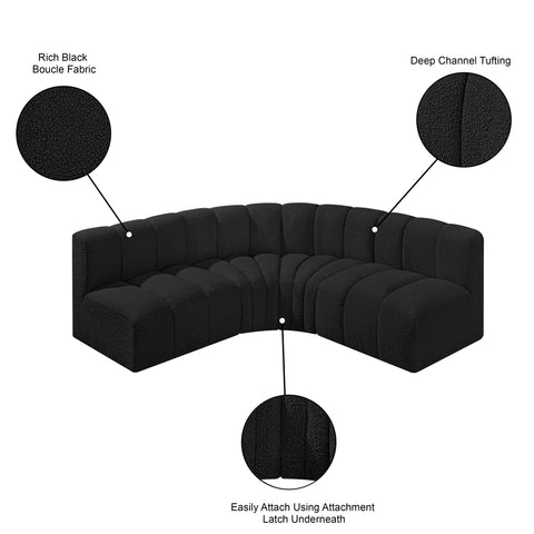 Briar Black 103 Boucle Fabric Upholstered Modular Sectional, 4-Piece