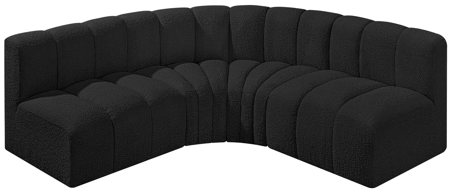 zara black boucle fabric modular sofa s4b