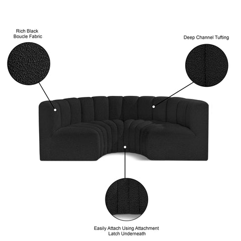 Briar Black 88 Boucle Fabric Upholstered Modular Sectional, 4-Piece