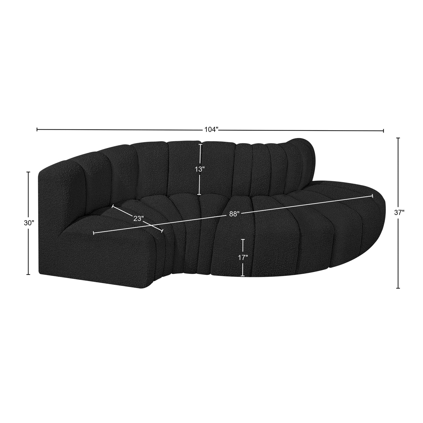 zara black boucle fabric modular sofa s4d