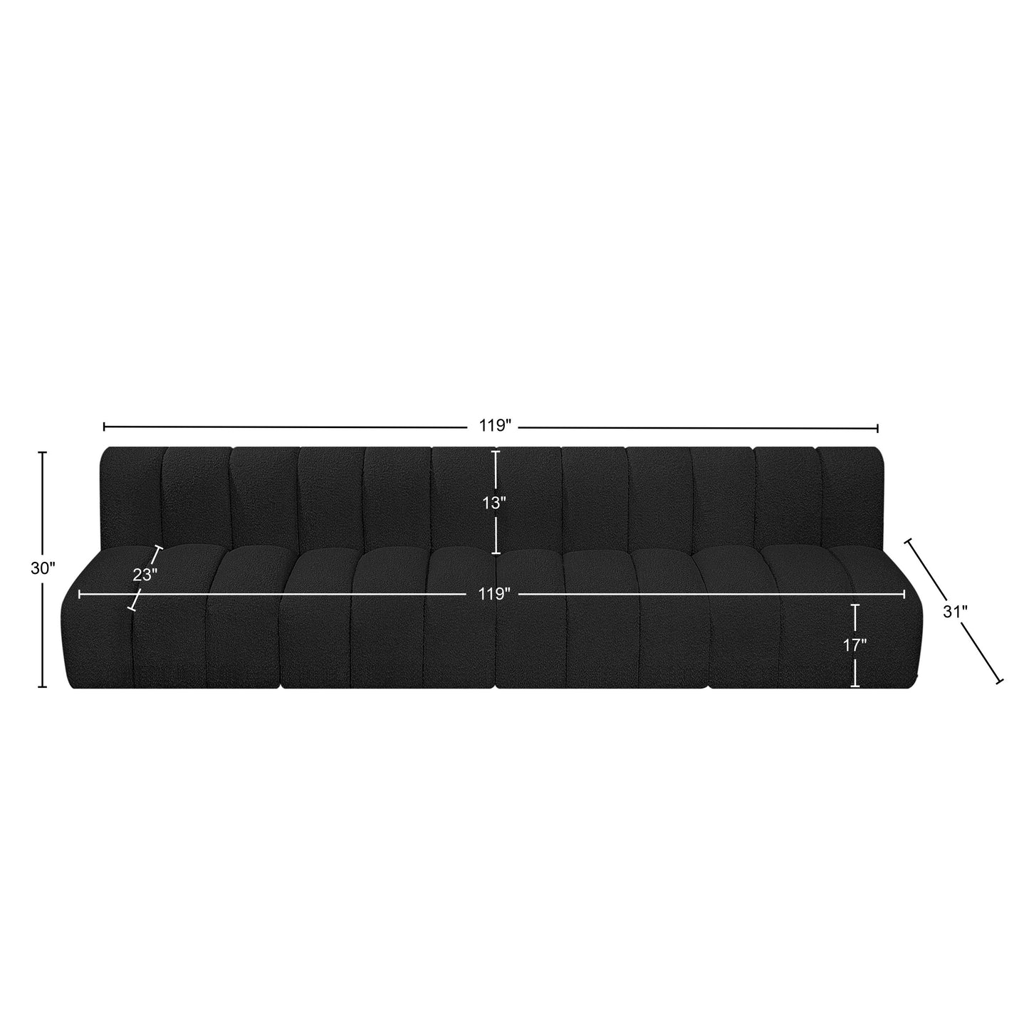 zara black boucle fabric modular sofa s4e