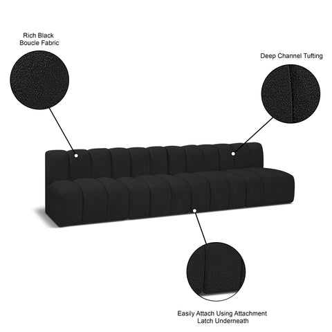 Briar Black 119 Boucle Fabric Upholstered Modular Sectional, 4-Piece