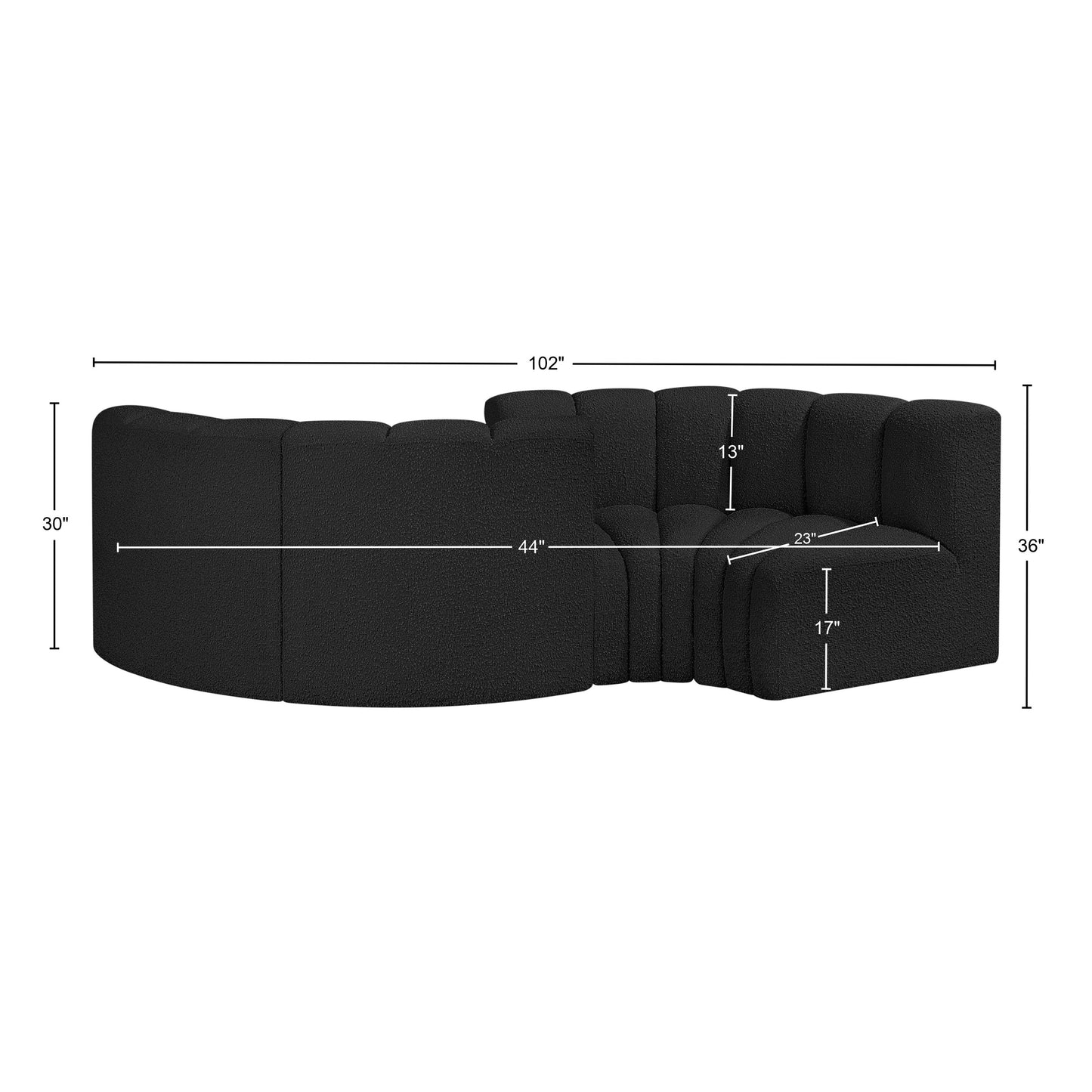 zara black boucle fabric modular sofa s4f