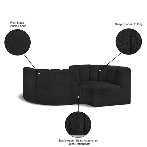 Briar Black 102 Boucle Fabric Upholstered Modular Sectional, 4-Piece