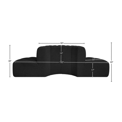 Zara Black Boucle Fabric Modular Sofa S4G