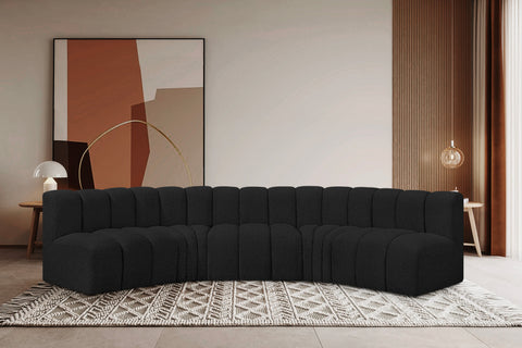 Briar Black 133 Boucle Fabric Upholstered Modular Sectional, 5-Piece