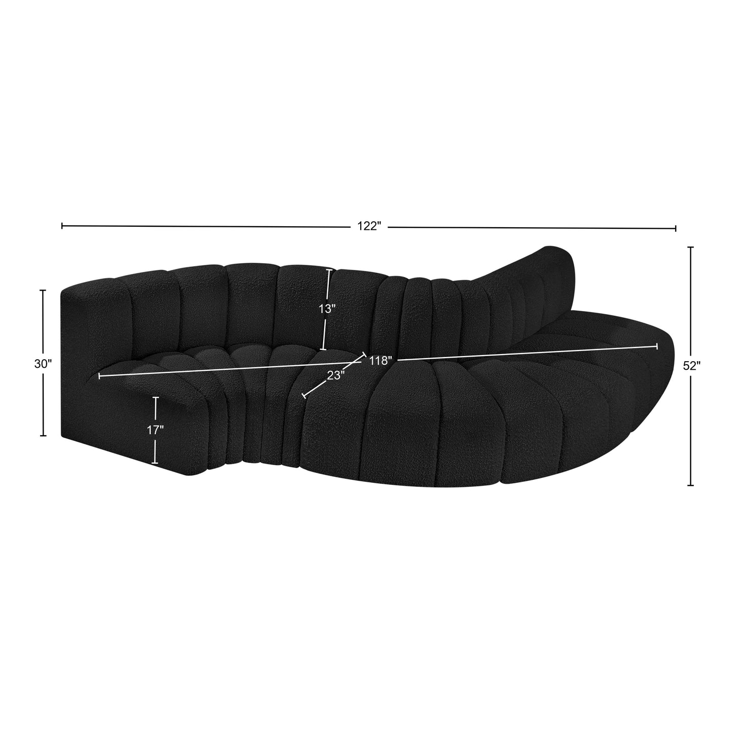 zara black boucle fabric modular sofa s5b