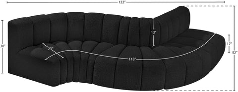 Briar Black 122 Boucle Fabric Upholstered Modular Sectional, 5-Piece