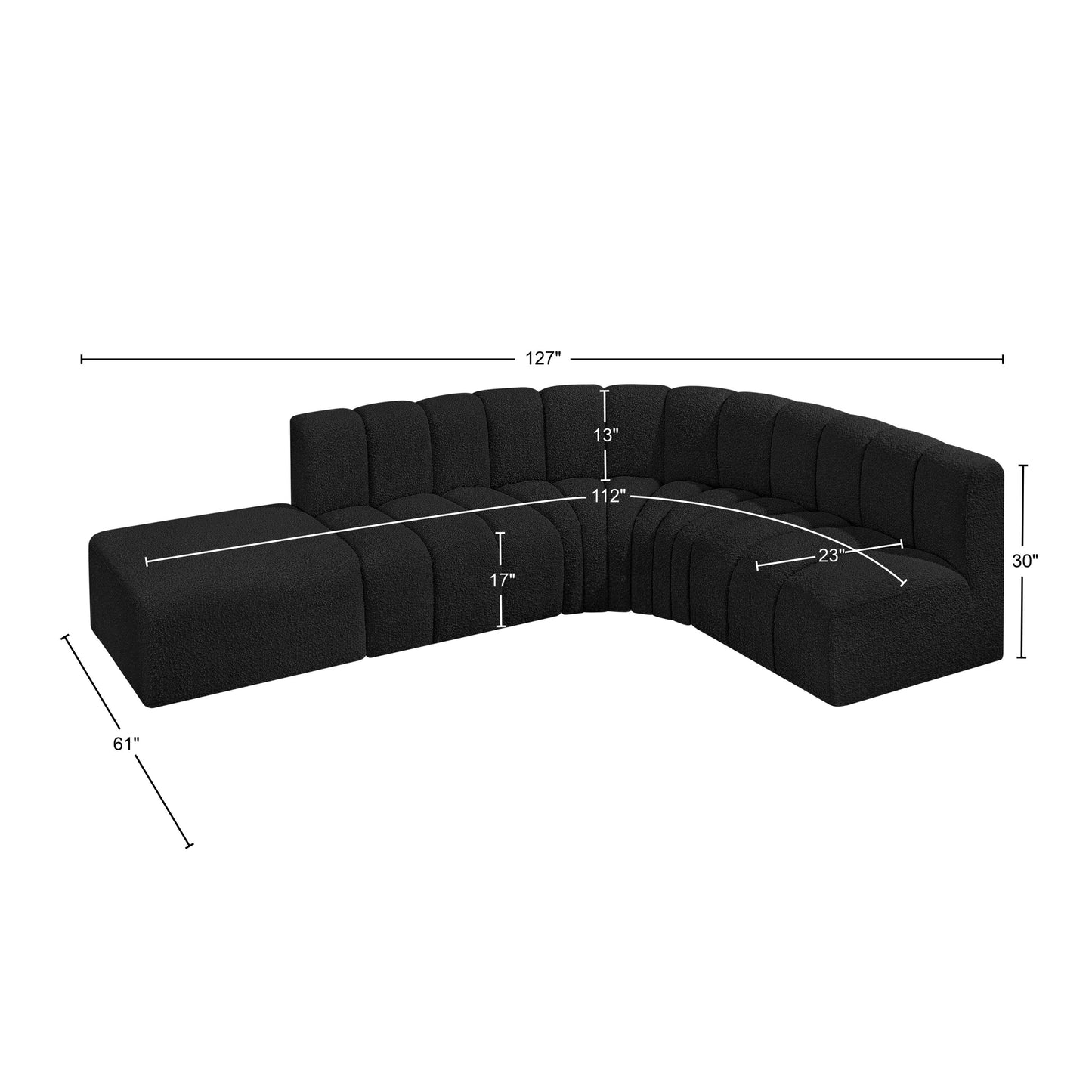 zara black boucle fabric modular sofa s5c