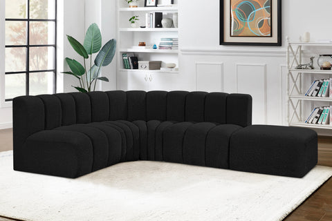 Briar Black 127 Boucle Fabric Upholstered Modular Sectional, 5-Piece