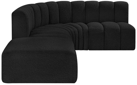 Briar Black 127 Boucle Fabric Upholstered Modular Sectional, 5-Piece