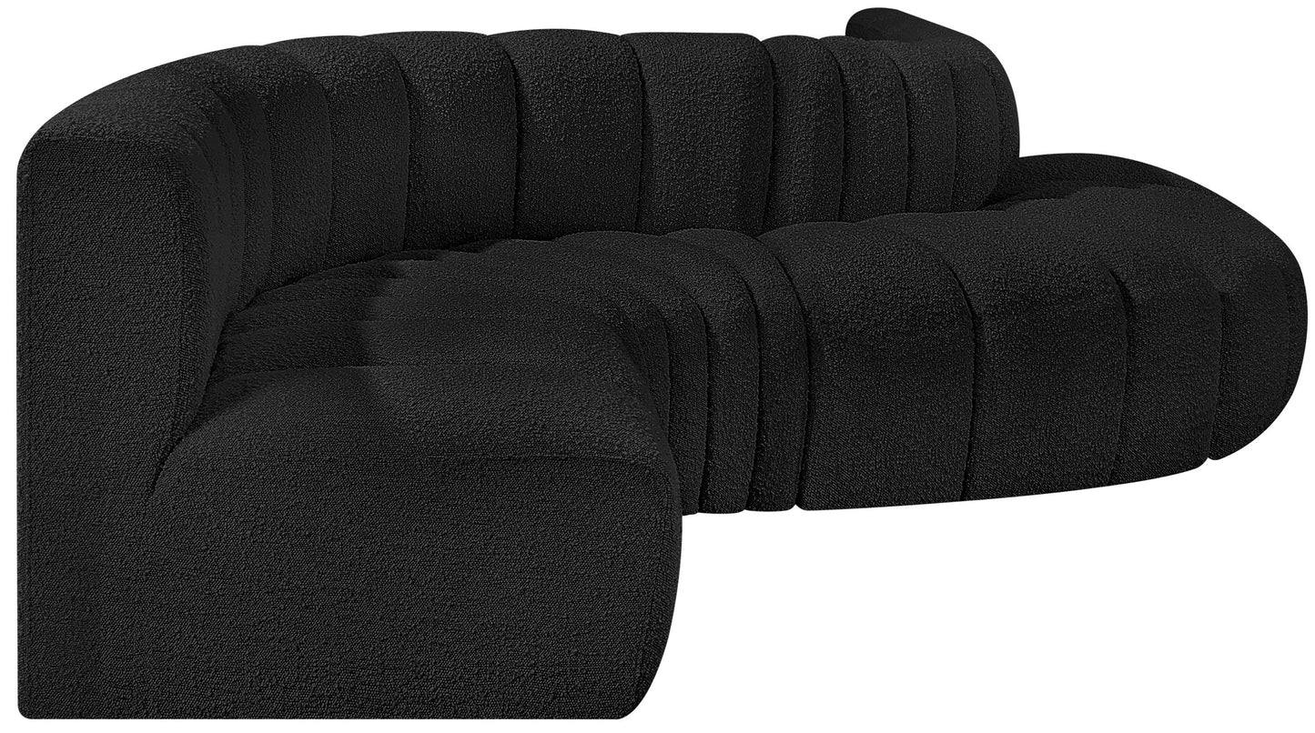 zara black boucle fabric modular sofa s6a