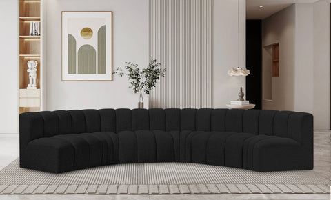 Briar Black 151 Boucle Fabric Upholstered Modular Sectional, 6-Piece