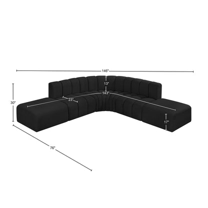 Zara Black Boucle Fabric Modular Sofa S6C