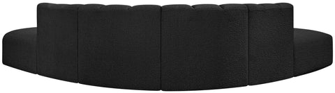 Yara 146" Black Boucle Fabric Upholstered Sectional, 6-Piece