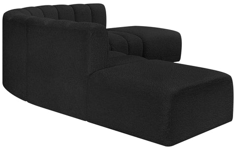 Yara 146" Black Boucle Fabric Upholstered Sectional, 6-Piece