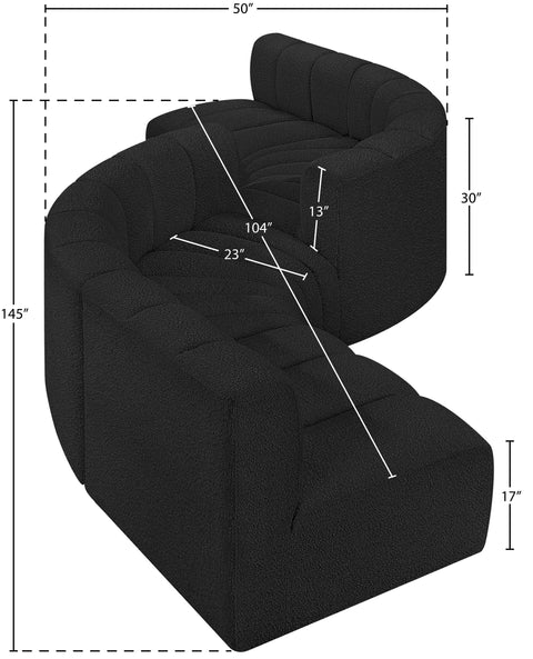 Briar Black 145 Boucle Fabric Upholstered Modular Sectional , 6-Piece (Style 2)