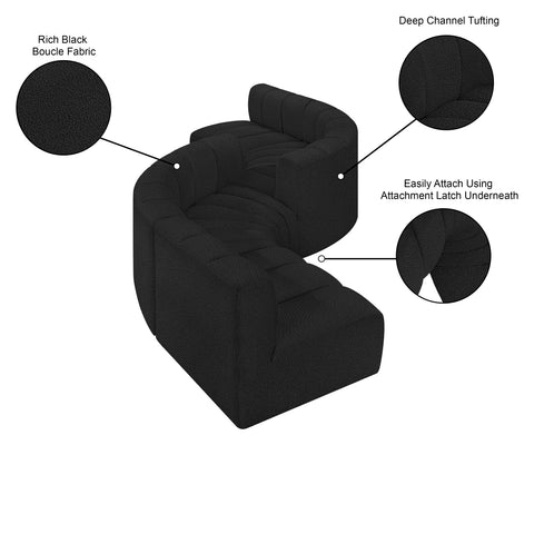 Briar Black 145 Boucle Fabric Upholstered Modular Sectional , 6-Piece (Style 2)