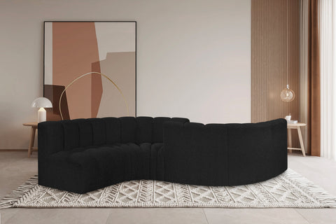 Briar Black 145 Boucle Fabric Upholstered Modular Sectional , 6-Piece (Style 2)