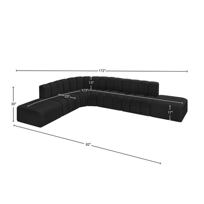 Zara Black Boucle Fabric Modular Sofa S7A