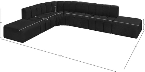 Briar Black 172 Boucle Fabric Upholstered Modular Sectional, 7-Piece