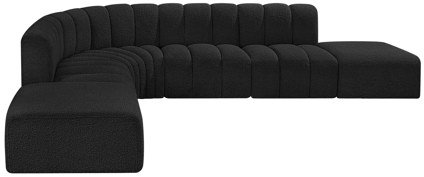 zara black boucle fabric modular sofa s7a