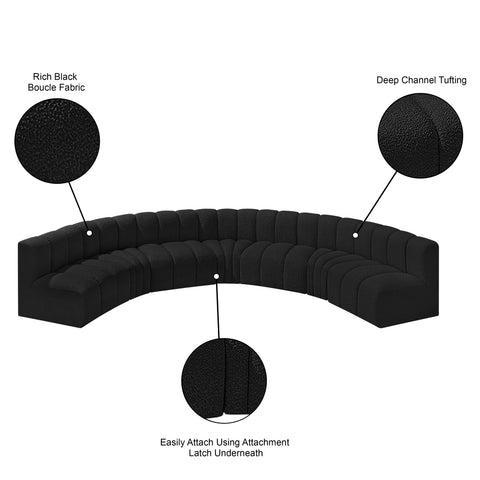Briar Black 162 Boucle Fabric Upholstered Modular Sectional, 7-Piece