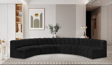 Briar Black 162 Boucle Fabric Upholstered Modular Sectional, 7-Piece