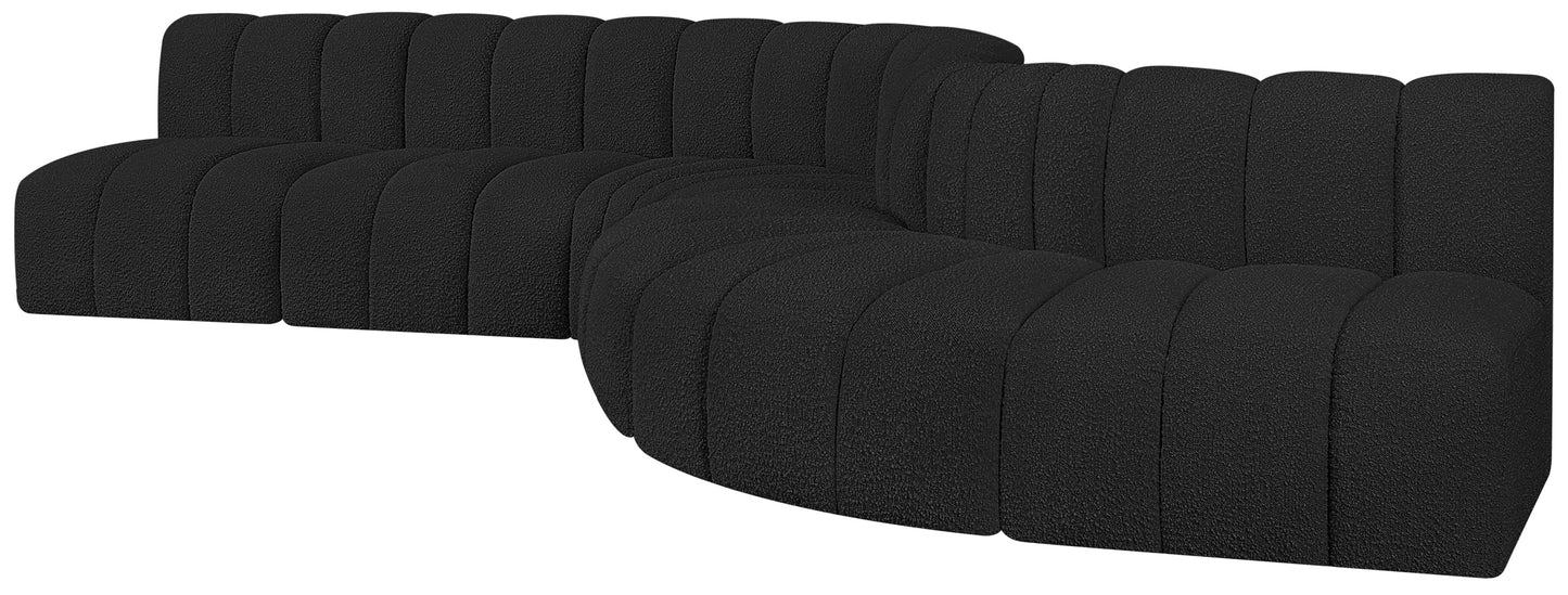 zara black boucle fabric modular sofa s7c