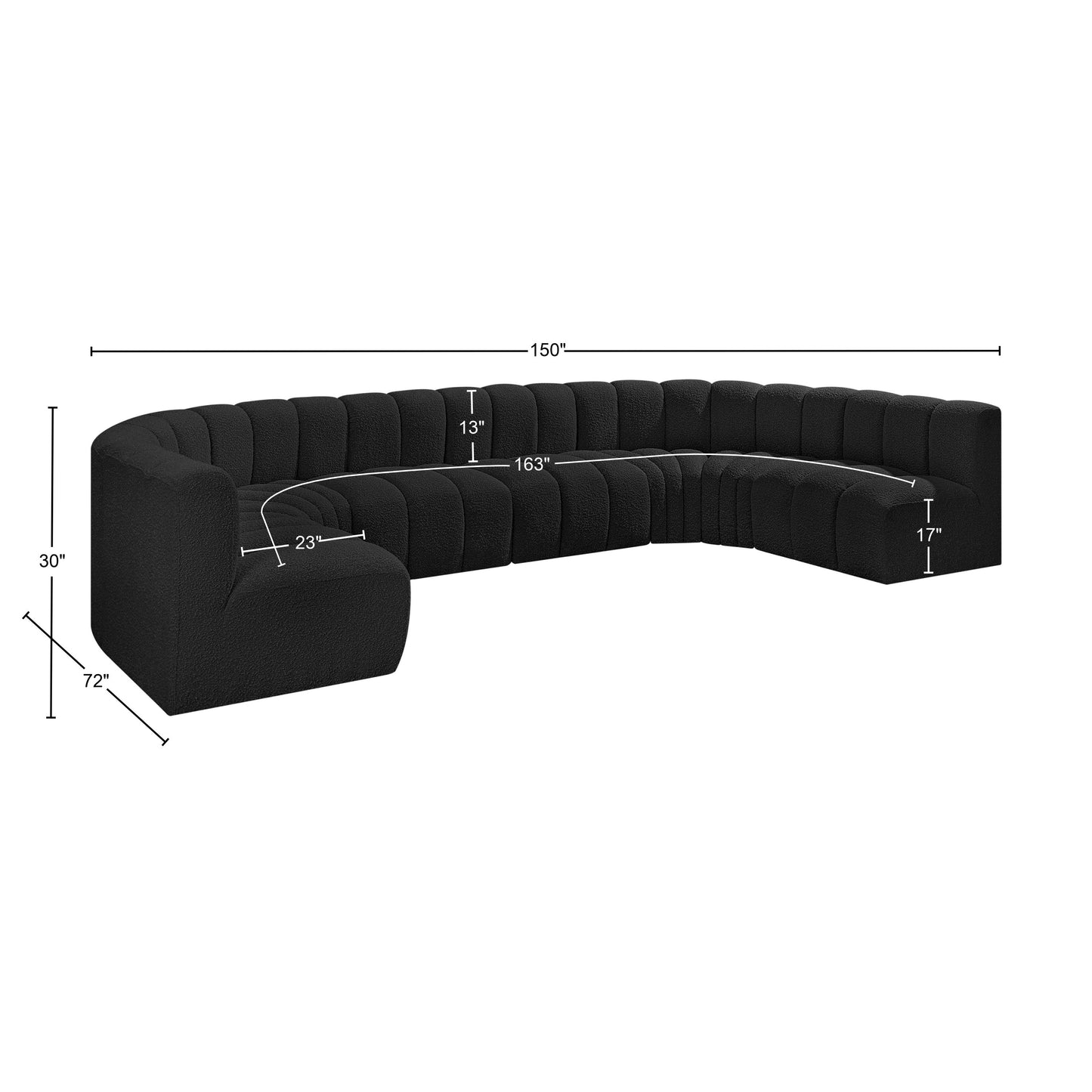 zara black boucle fabric modular sofa s8a