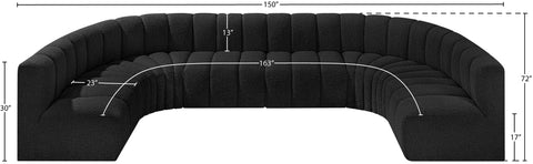Briar Black 150 Boucle Fabric Upholstered Modular Sectional, 8-Piece