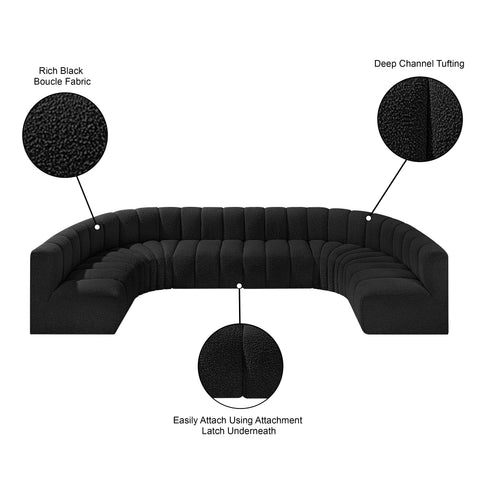 Briar Black 150 Boucle Fabric Upholstered Modular Sectional, 8-Piece