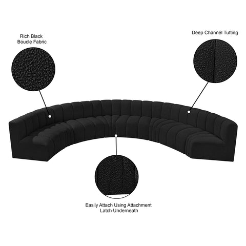 Briar Black 162 Boucle Fabric Upholstered Modular Sectional, 8-Piece