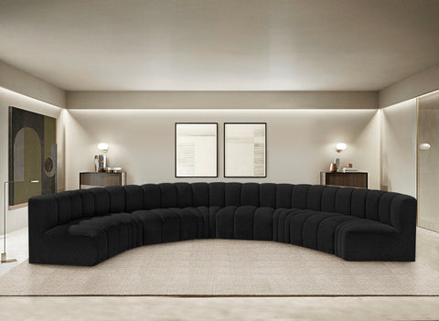 Briar Black 162 Boucle Fabric Upholstered Modular Sectional, 8-Piece