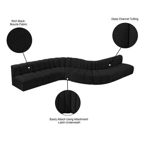 Briar Black 197 Boucle Fabric Upholstered Modular Sectional, 8-Piece