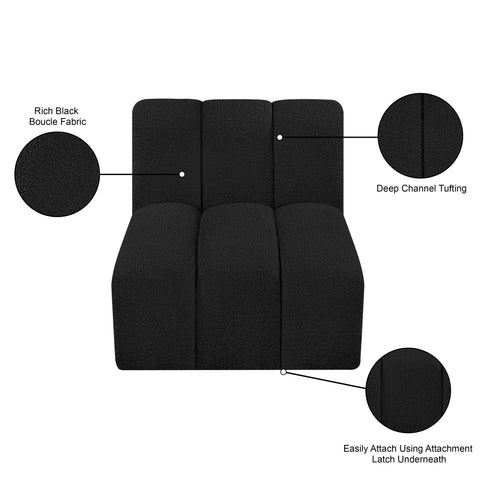 Briar Black Boucle Fabric Upholstered Modular Straight Chair, 1 Piece