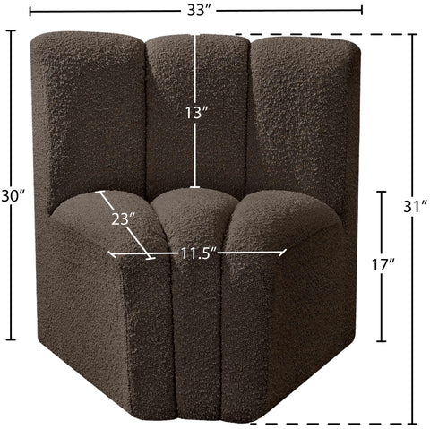 Briar Brown Boucle Fabric Upholstered Modular Curved Corner Chair, 1 Piece