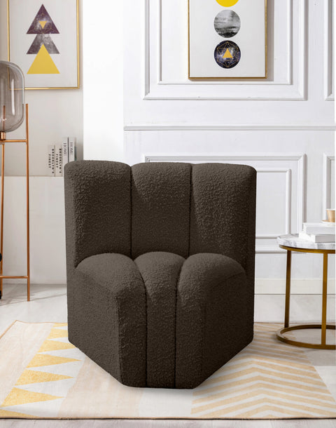 Briar Brown Boucle Fabric Upholstered Modular Curved Corner Chair, 1 Piece