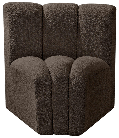 Briar Brown Boucle Fabric Upholstered Modular Curved Corner Chair, 1 Piece