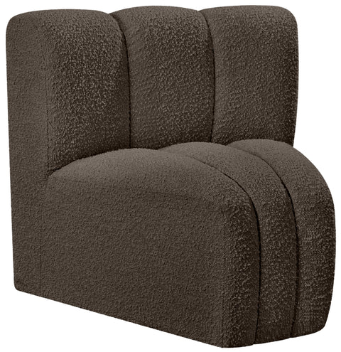 Briar Brown Boucle Fabric Upholstered Modular Curved Corner Chair, 1 Piece
