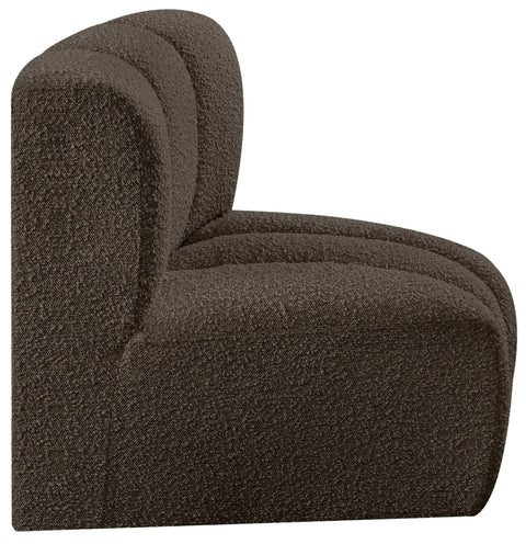 Briar Brown Boucle Fabric Upholstered Modular Curved Corner Chair, 1 Piece