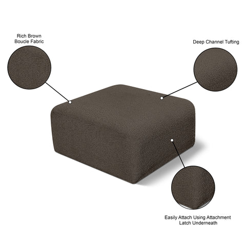 Briar Brown Boucle Fabric Upholstered Modular Ottoman, 1 Piece